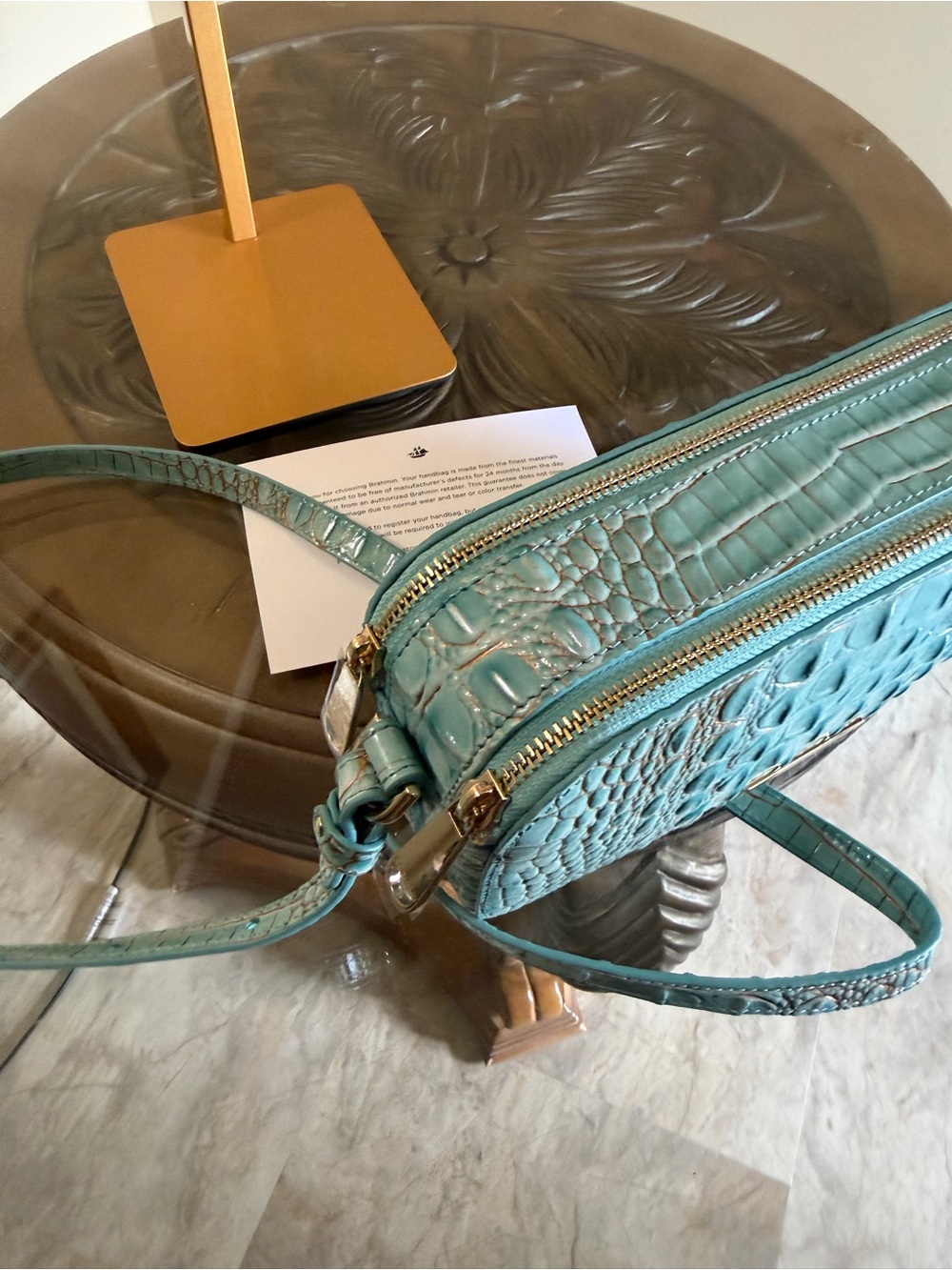 Brahmin Danica Waterfall Melbourne Croc-Embossed Crossbody - Picture 6 of 14